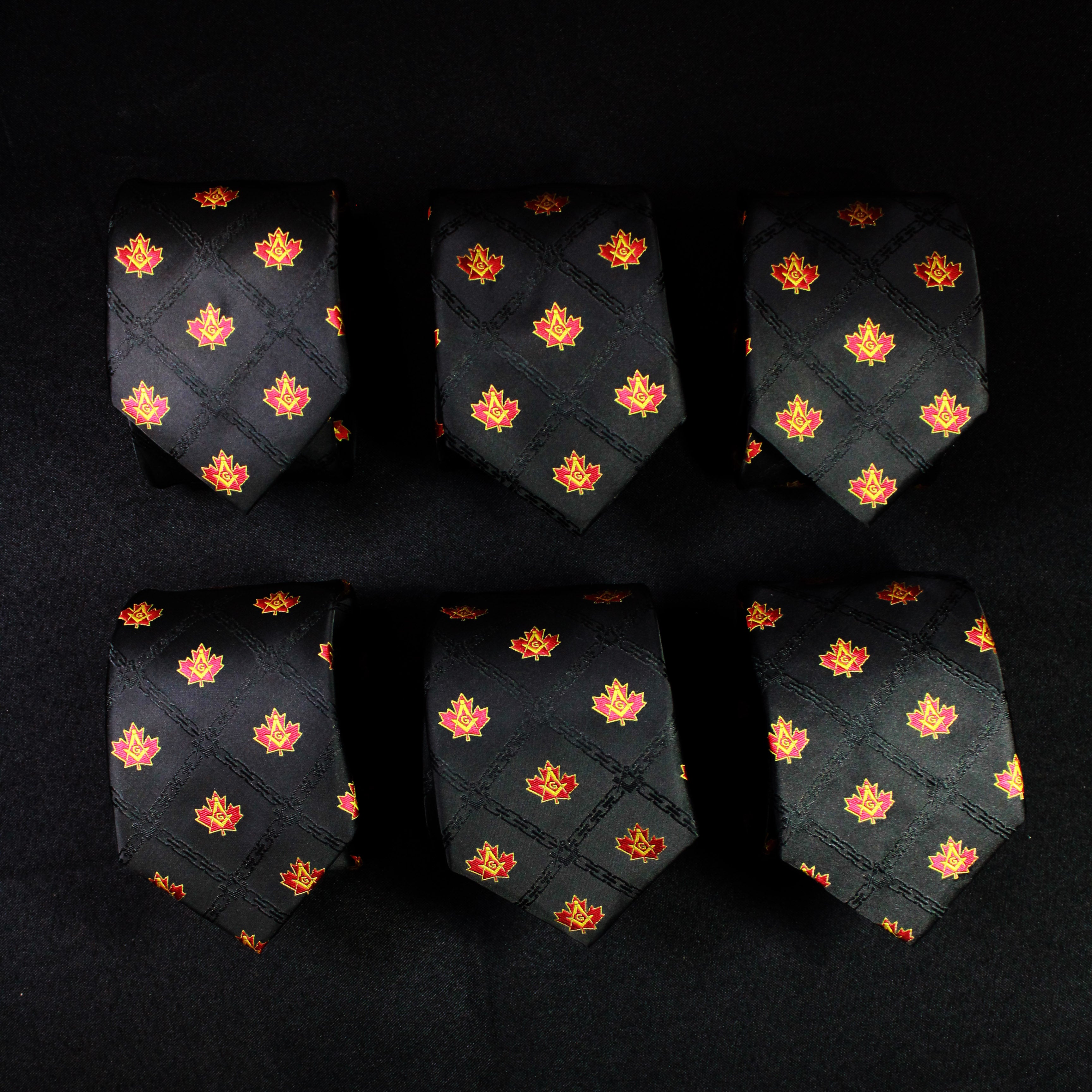 Six Canadian Freemason Polyester Neckties
